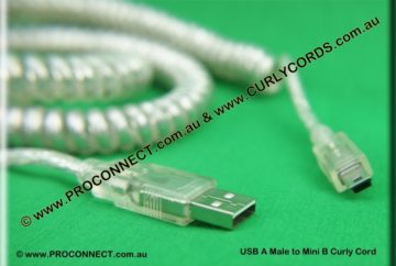 USB AM to Mini B 5m Curly Cord