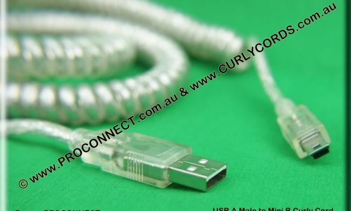 USB AM to Mini B 5m Curly Cord